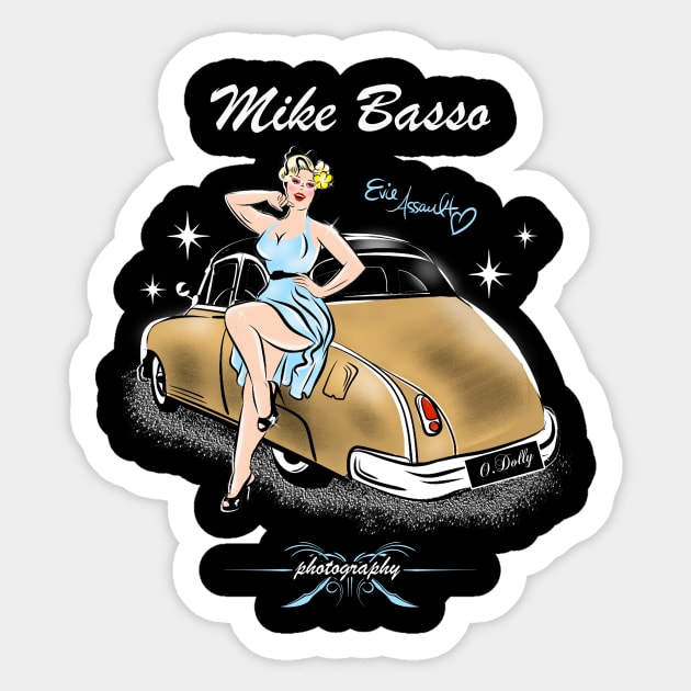 Back design Black T-Shirt Only Blonde Pinup girl Sticker by Mike Basso Photography 